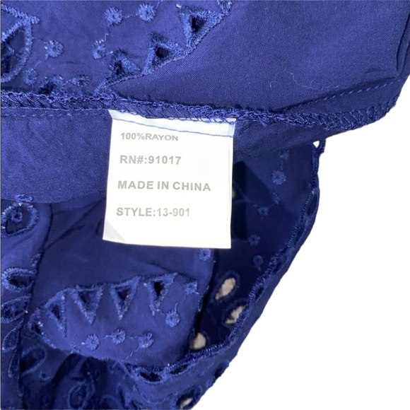 Swim Suit Cover-Up Cutout Scalloped Hem Navy Blue Large - Picture 6 of 11